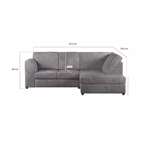 SOFASELECTION UK 4 Seater Right Hand Facing Corner Sofa in Grey Jumbo Cord Fabric – 3