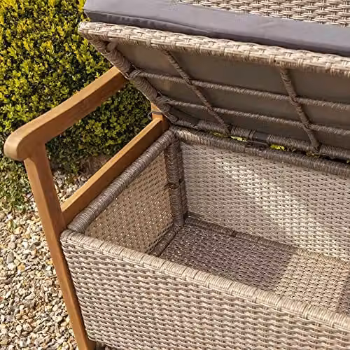 Rowlinsons Alderley Rattan Storage Bench in Natural Brown, W: 120 cm, D: 60 cm, H: 90 cm – 3