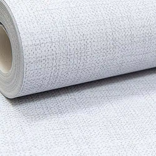 Muriva Light Grey Plain Woven Linen Effect Wallpaper with Subtle Metallic Shimmer