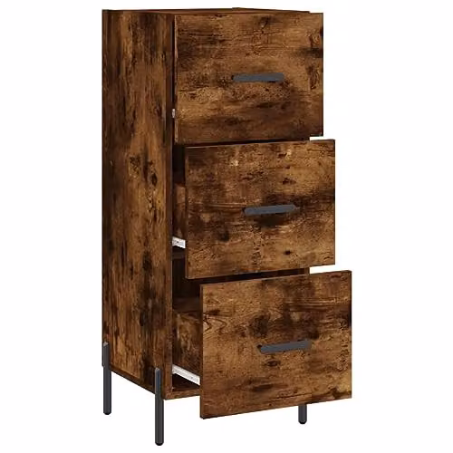 vidaXL Modern Smoked Oak Sideboard in Brown, W/D/H: 34.5 x 34.0 x 90.0 cm – 3