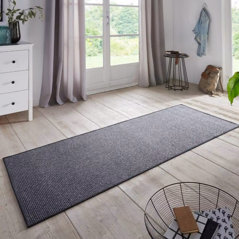 THE RUGS Loop Runner Rug in Dark Grey, Non-Slip Polypropylene, W: 80 cm, L: 200 cm – 3