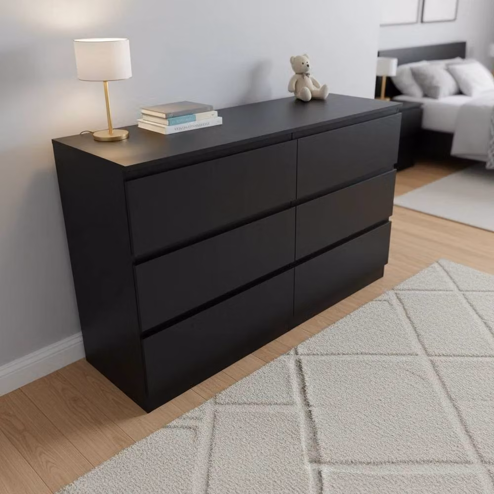 Hinsinc Black 6 Drawer Wooden Bedroom Storage Chest – 2