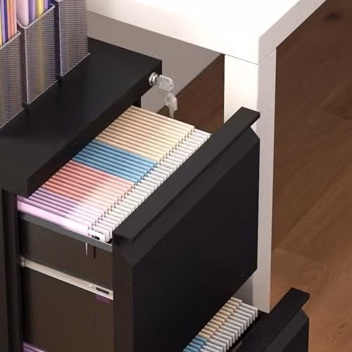 Vinsetto 2-Drawer Mobile Metal Filing Cabinet with Lock and Castors, Black – 6