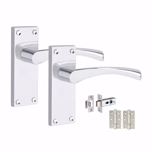 Golden Grace Astrid Latch Door Handles, 5 Sets, Polished Chrome