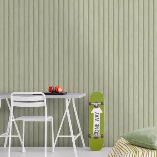 Holden Decor Green and Grey Striped Wood Slat Hanging Decor