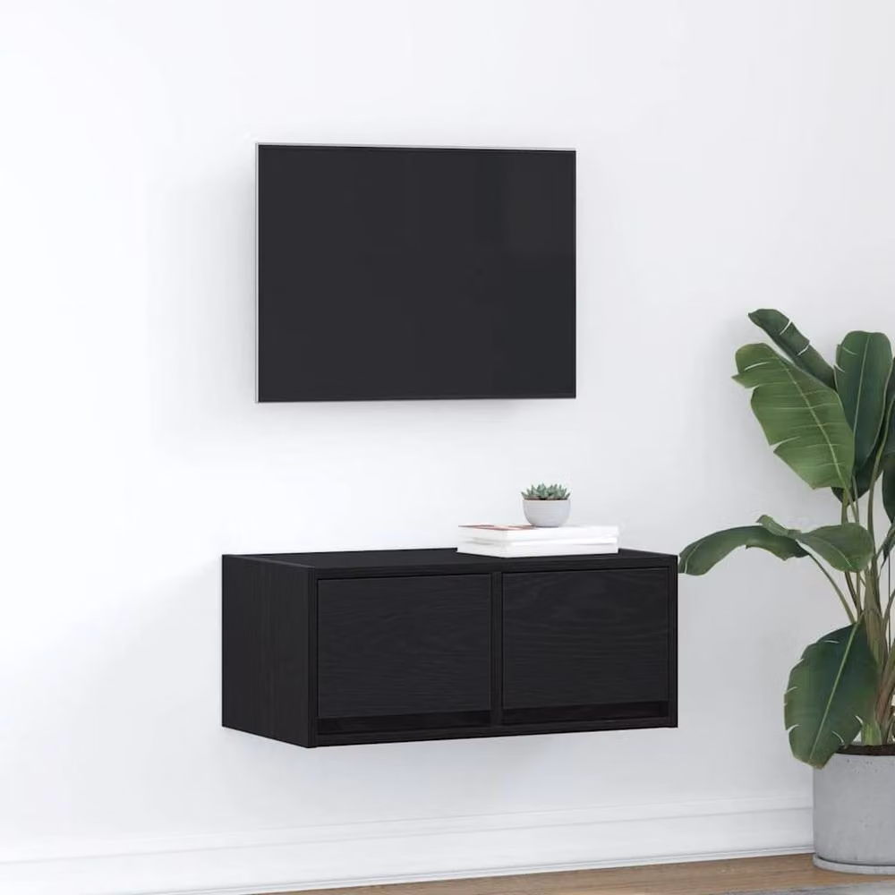 Berkfield Home Modern Black Oak TV Cabinet in Matt MDF, W/D/H: 60 x 25.5 x 25.5 cm – 2