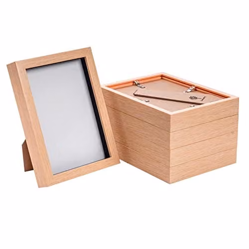 Nicola Spring Minimalist Rectangular 3D Shadow Box Photo Frame, Brown, A5, W/D/H: 23.5 x 15.24 x 3.5 cm, Pack of 5
