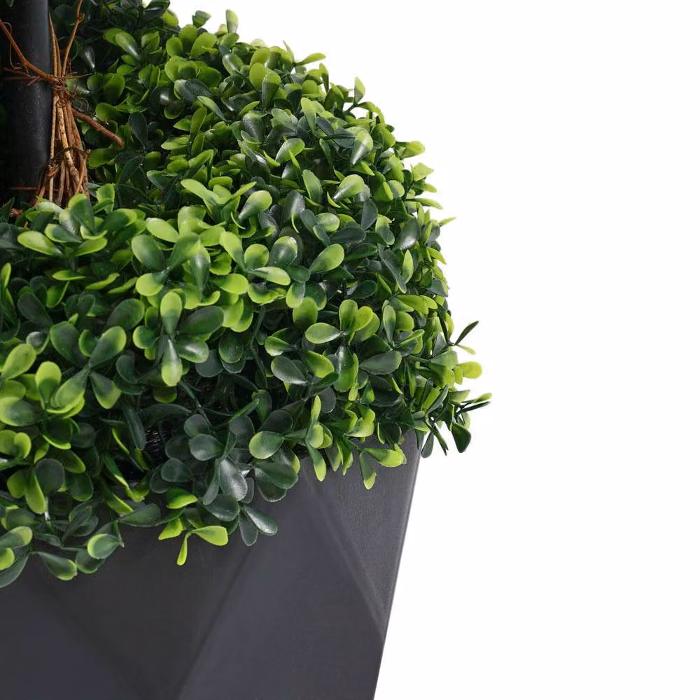 Garden Sanctuary 2 Pack Artificial Green Spiral Boxwood Topiary Trees – 5