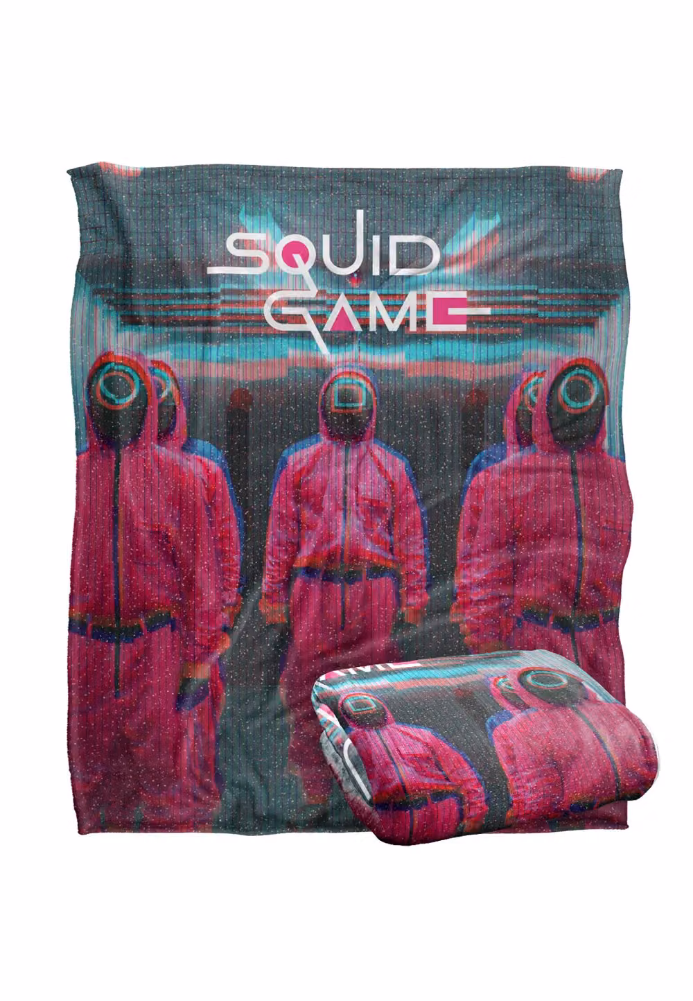 Netflix Squid Game Pink Guards Scene Officially Licensed Super Soft Silky Touch Throw Blanket, White, W: 152 cm, D: 127 cm – 2