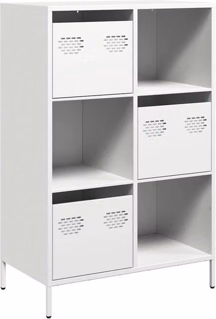Berkfield Home White Metal Highboard with Hinged Doors and Internal Drawers W/D/H: 68 x 39 x 103.5 cm – 1