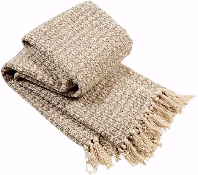 New Edge Blinds Marrakesh Super Soft Cotton Throw in Black, W: 228 cm, H: 254 cm