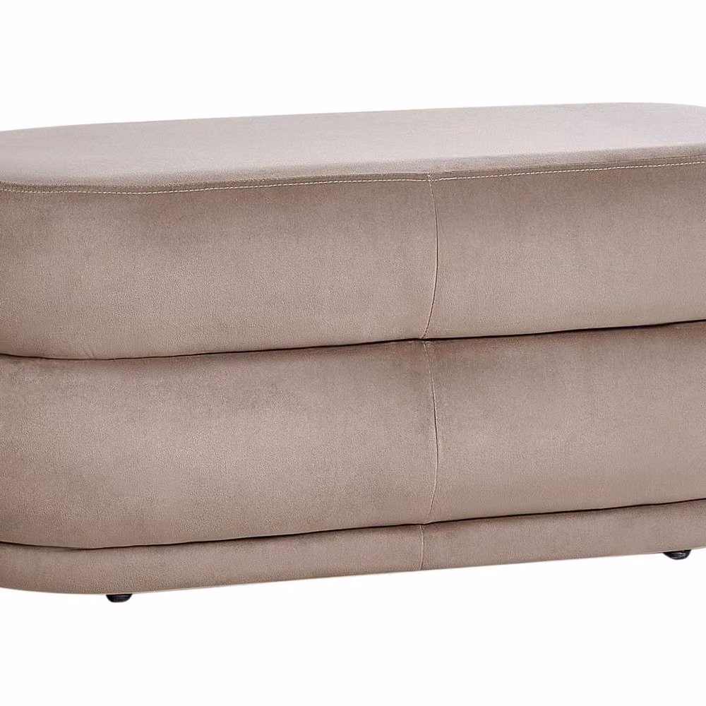 Wyld and Coco Taupe Velvet Upholstered Accent Bench in Beige, W/D/H: 90 x 41 x 40 cm – 2