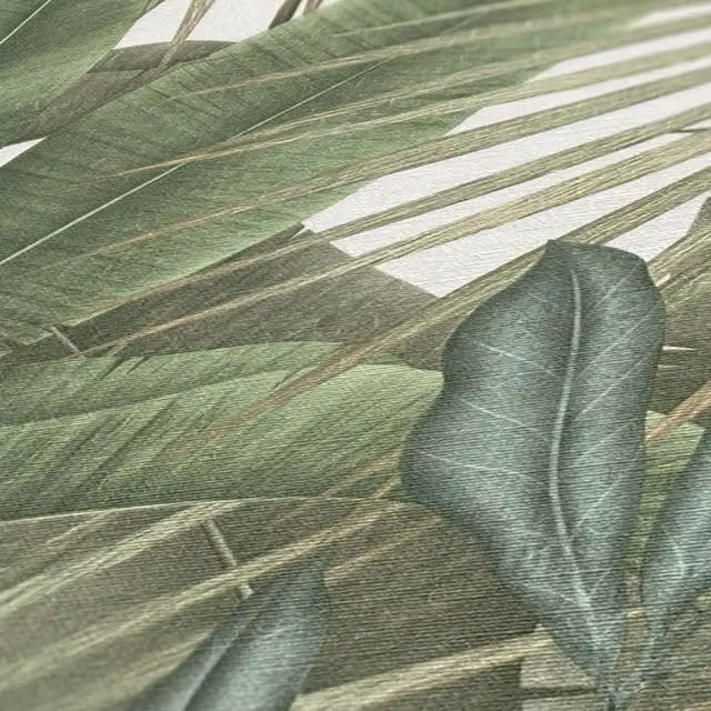 AS Creation Exotic Jungle Botanical Floral Textured Vinyl Wallpaper in Green