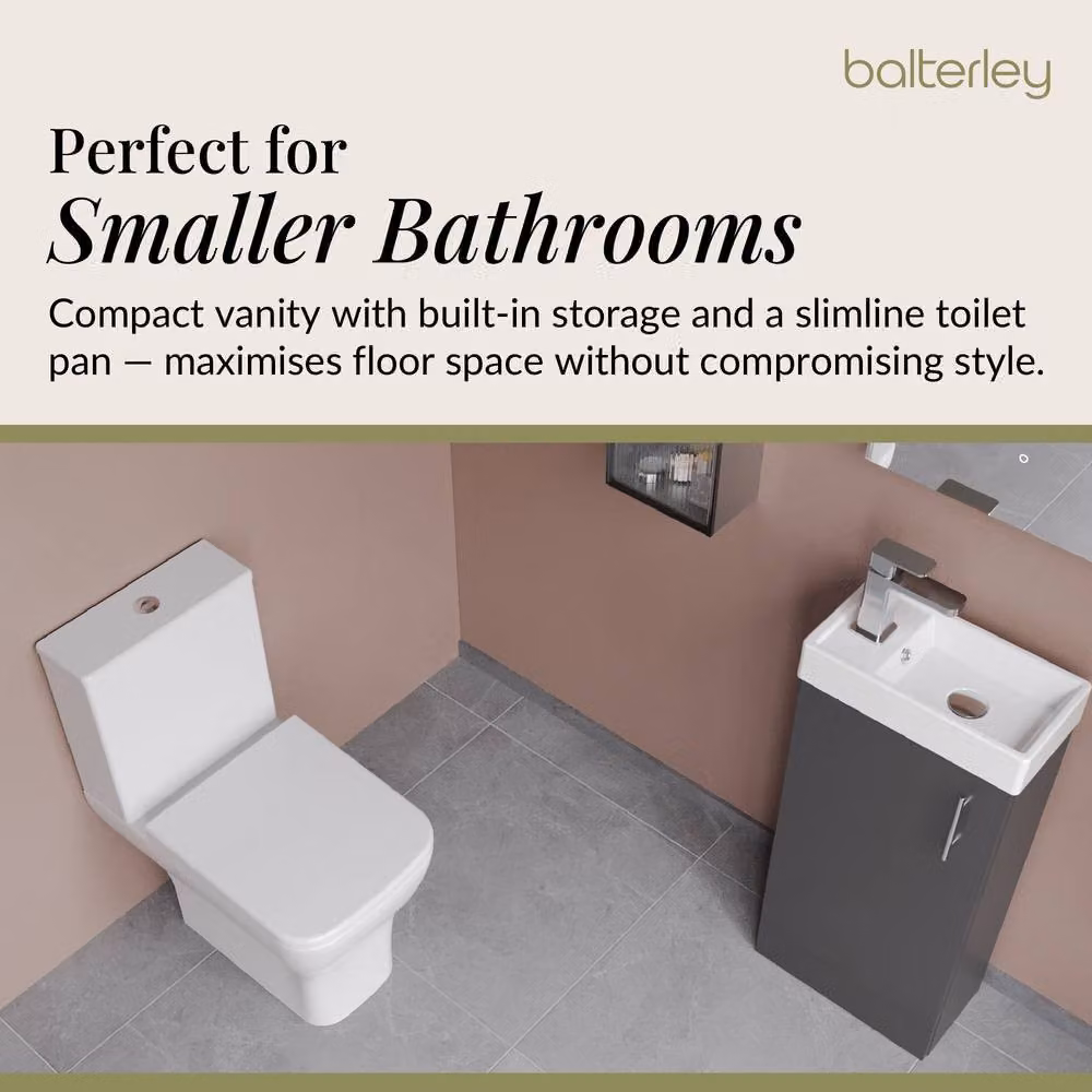 Balterley Gloss Grey Floor Standing Cloakroom Vanity Unit with Tap and Toilet – 3