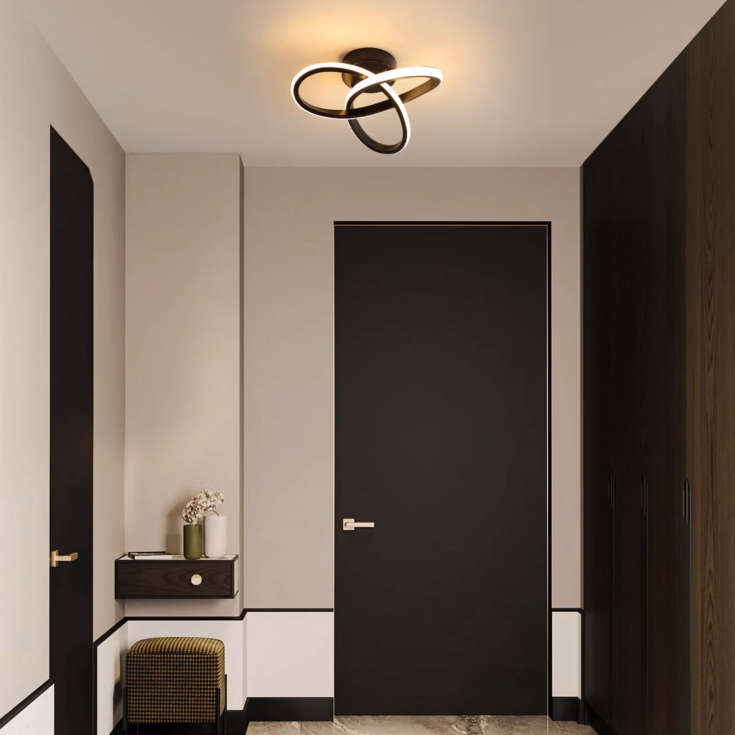 COMELY Modern 22W LED Ceiling Light in Black with Warm White 3000K Illumination – 6