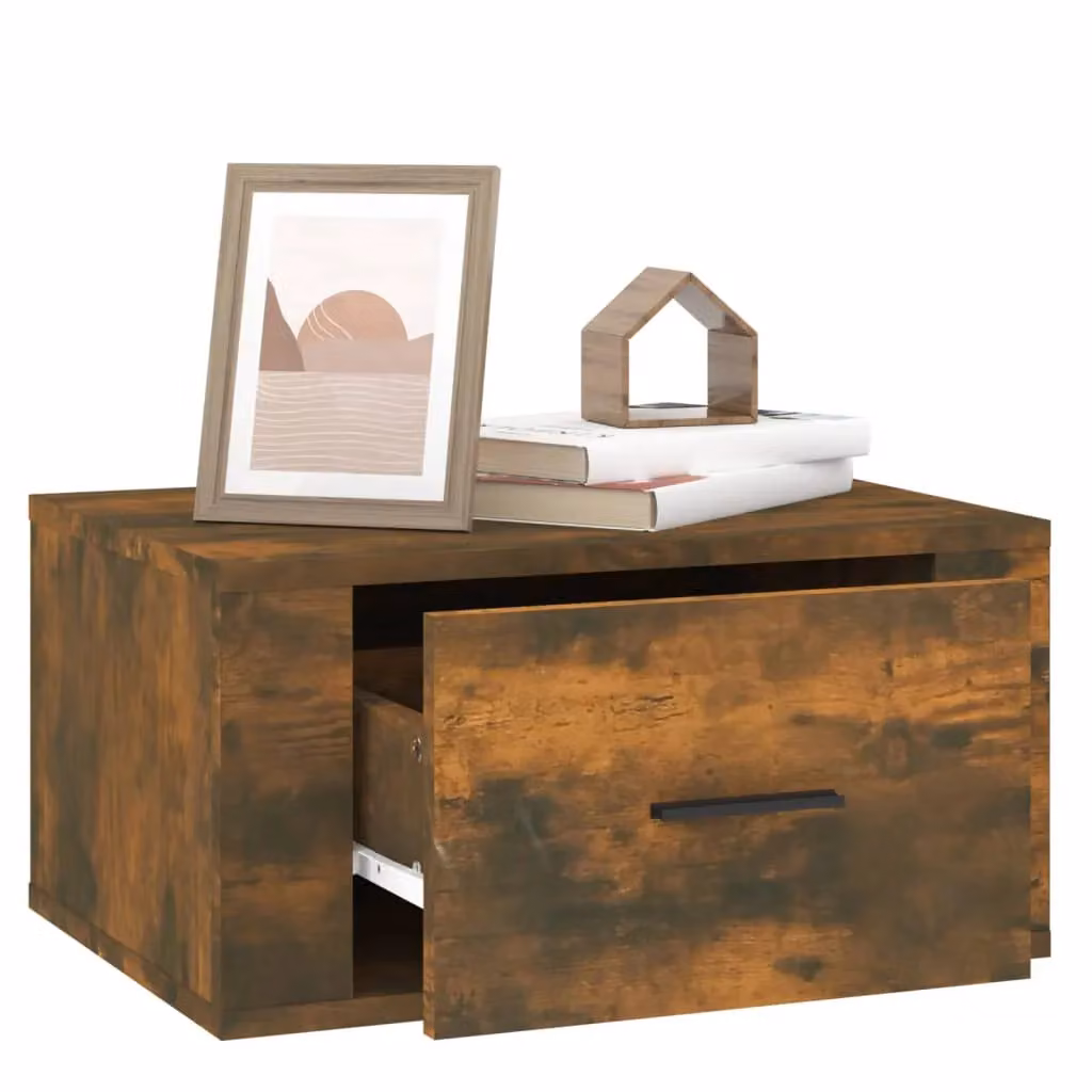 Berkfield Home Wall-mounted Bedside Cabinet in Smoked Oak Brown, W: 50 cm, D: 36 cm, H: 25 cm – 3