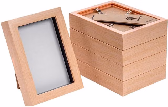 Nicola Spring Pack of 5 Modern Rectangular 3D Box Photo Frames, Brown, W/H: 10.16 x 15 cm