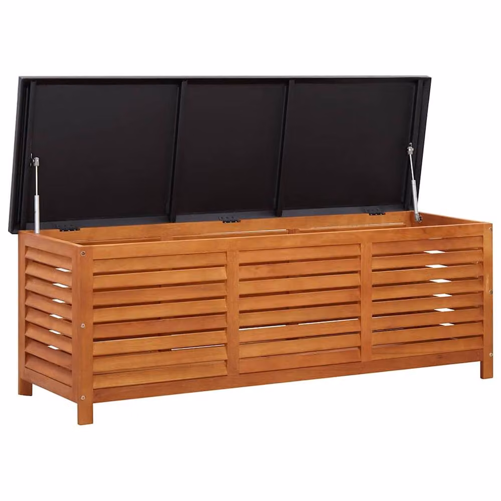 Berkfield Home Garden Storage Box in Brown Solid Oiled Eucalyptus Wood, W/D/H: 150 x 50 x 55 cm – 4