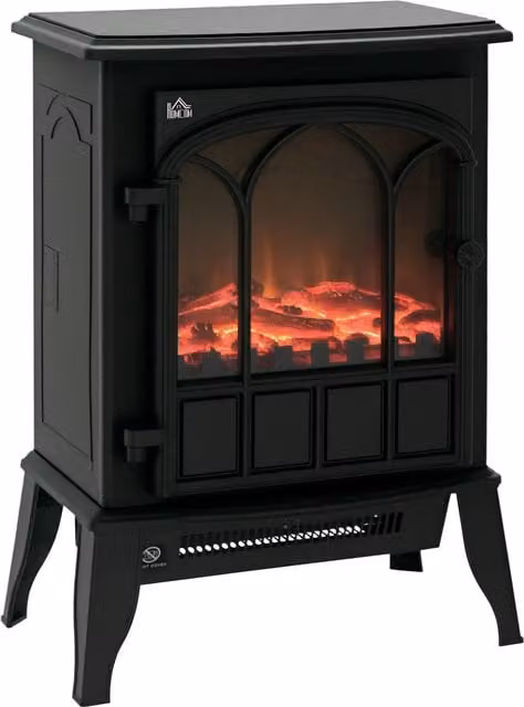 HOMCOM Freestanding Electric Fireplace Heater in Black with 2000W Power Output – 1