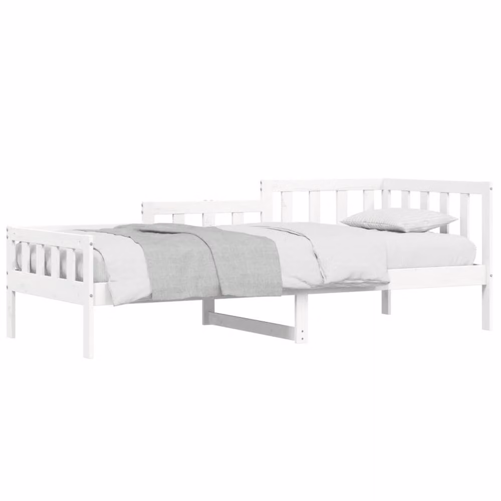 Berkfield Home White Rustic Solid Wood Pine Day Bed W/D/H: 80 x 200 cm – 2