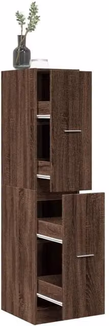 Berkfield Home Apothecary Cabinet in Brown Oak, W/D/H: 41 x 30 x 144.5 cm