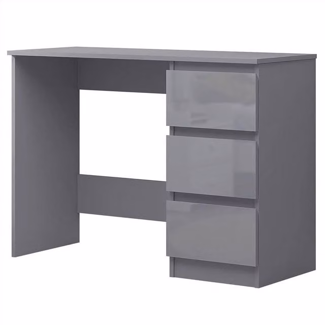VOGREX Grey Gloss 3-Drawer Dressing Table