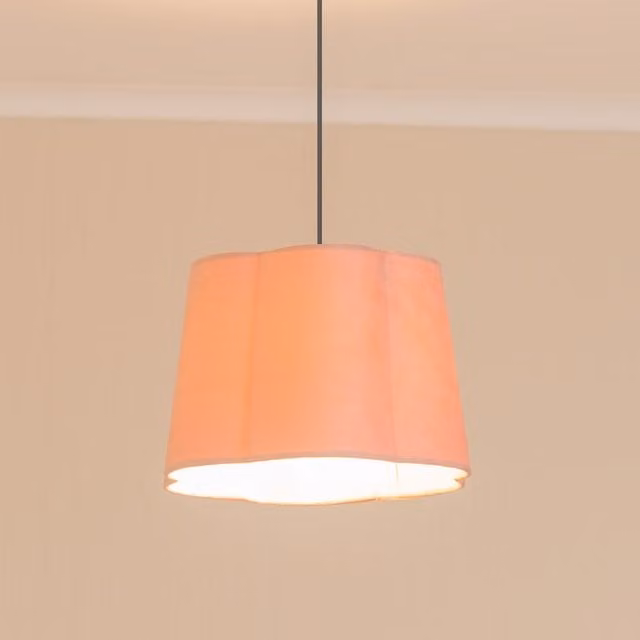 ValueLights Amy Pink Velvet Scallop Shape Fabric Lampshade with LED Bulb