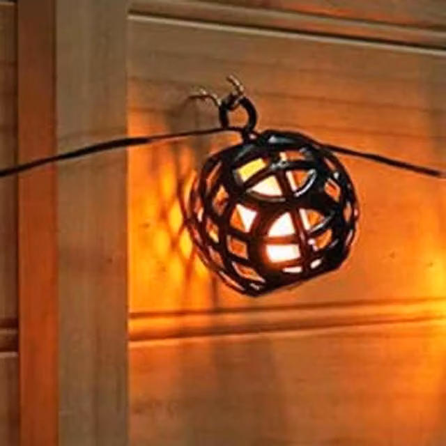 SolarCentre Elan Solar Flame Tabletop Lanterns, Set of 8, Black Metal