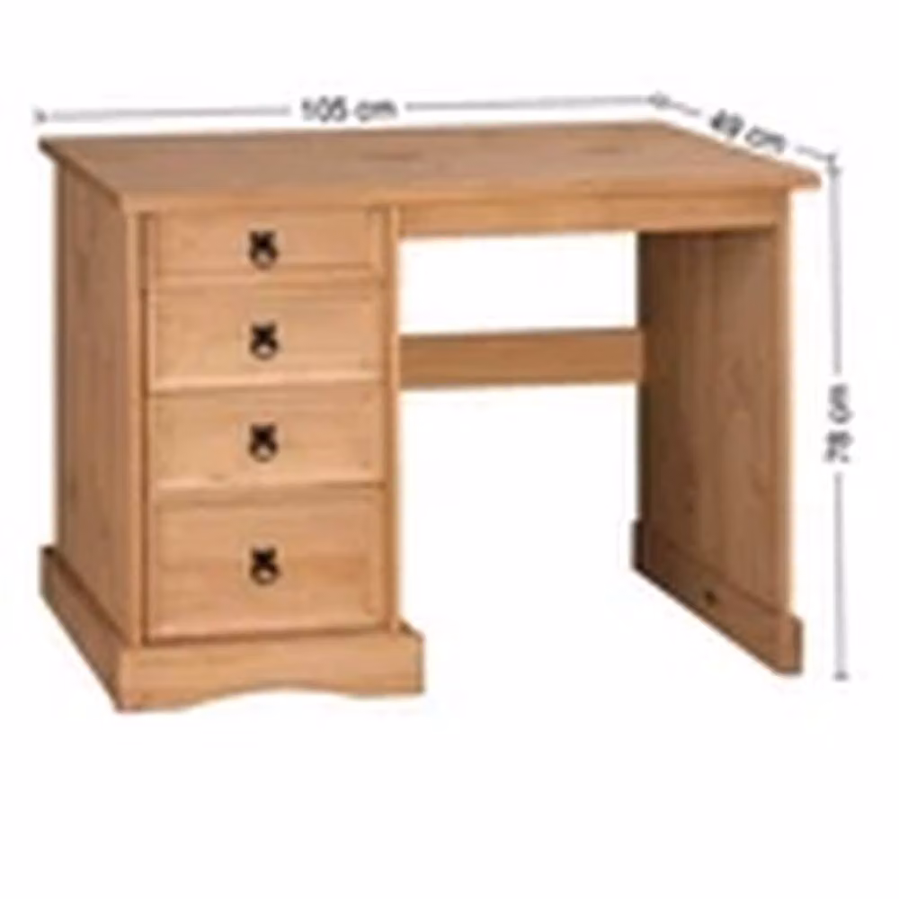 EONLION Solid Pine 4 Drawer Dressing Table with Mirror in Brown and Black – 2