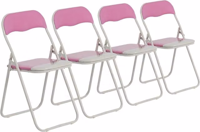 Harbour Housewares Pack of 4 Pink Padded Folding Chairs – 1