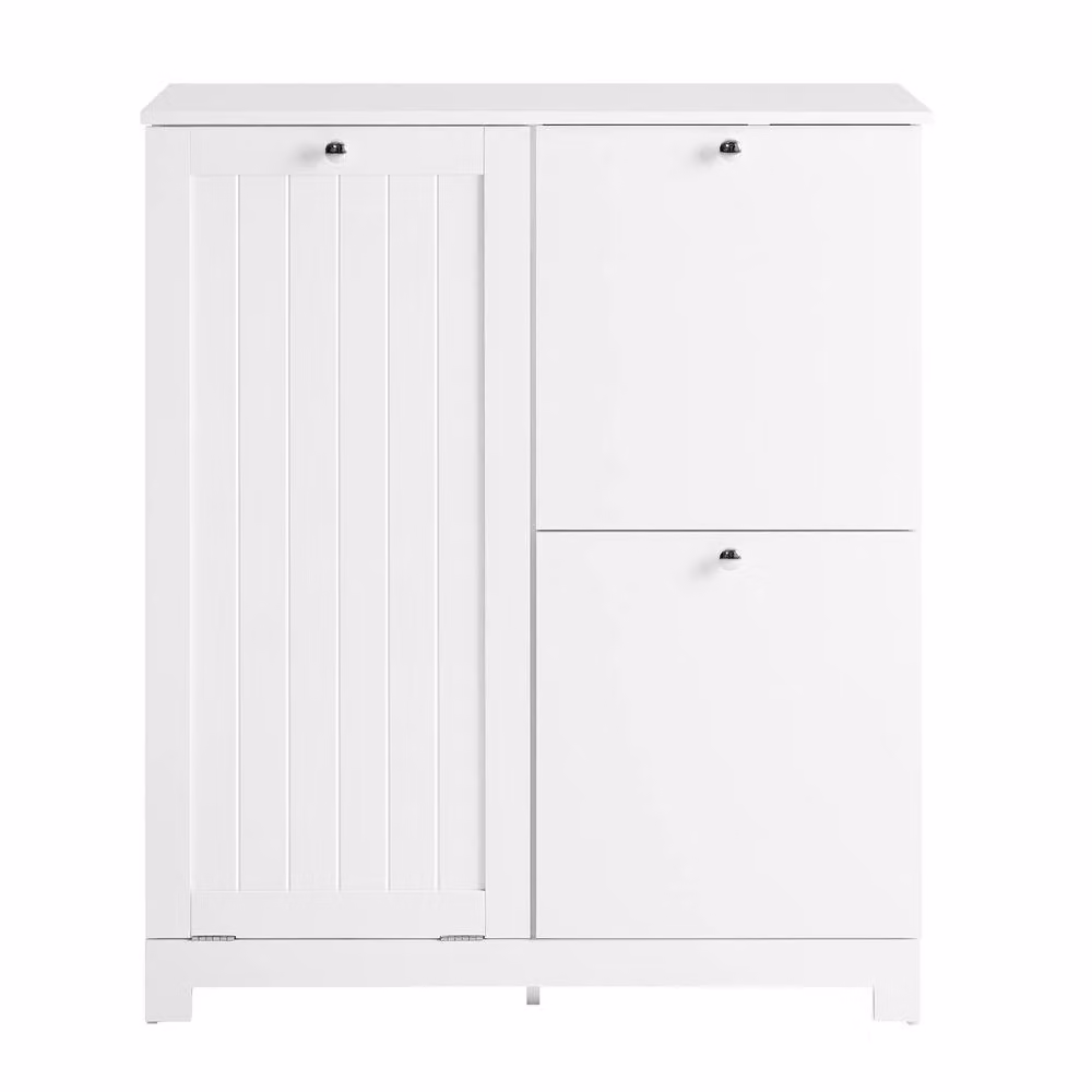 SoBuy Narrow White Bathroom Cabinet with Hinged Doors – 2