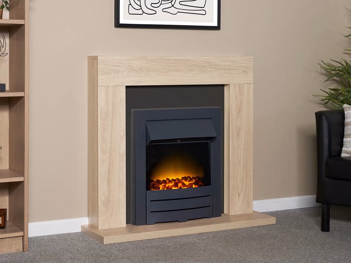 Adam Fires & Fireplaces Malmo Fireplace in Oak and Black – 2
