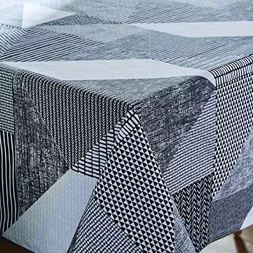 Catherine Lansfield Larsson Geo Wipe Clean Rectangular Table Cloth, Grey, W: 137 cm, D: 178 cm – 2