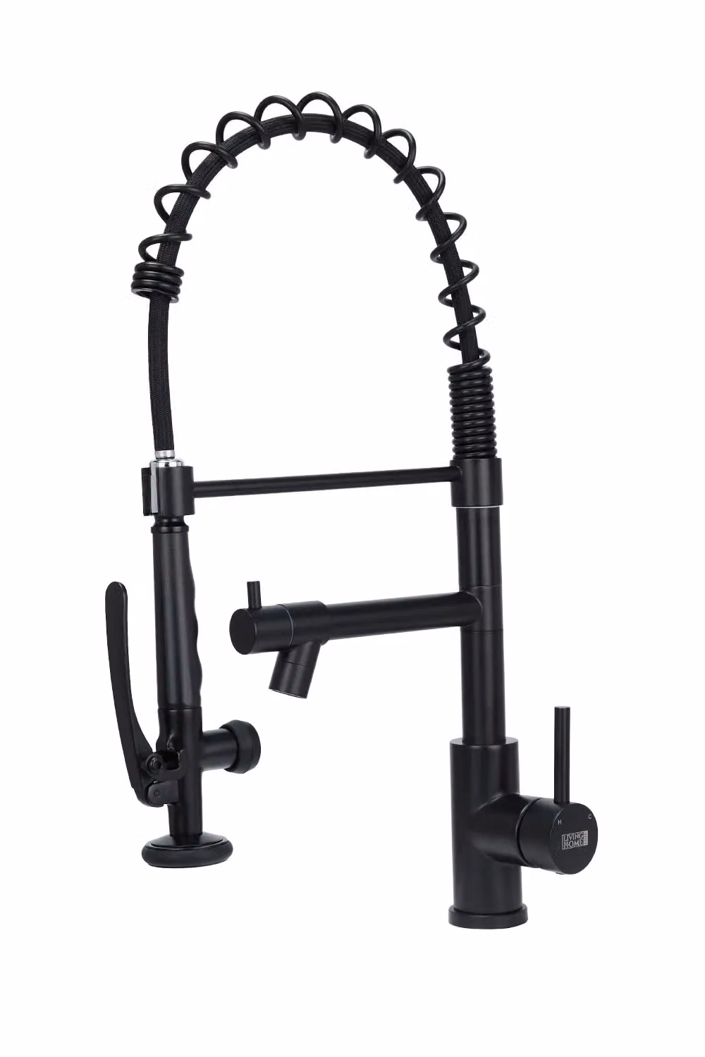 Living and Home Matt Black Stainless Steel Kitchen Faucet with Swivel Spout and Pull Out Sprayer – 3