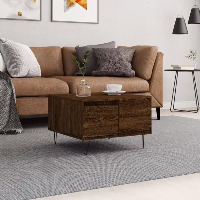 Berkfield Home Modern Square Coffee Table in Brown, W: 55 cm, D: 55 cm, H: 36.5 cm – 1