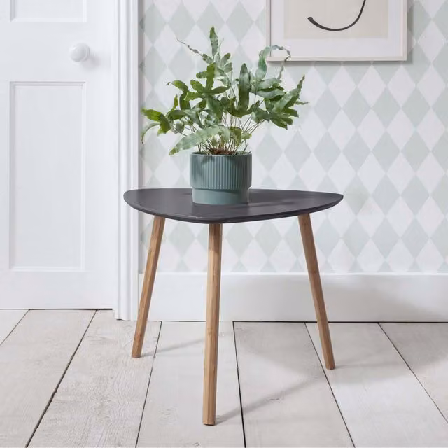 Noa and Nani Malme Midsize Occasional Side Table in Dark Grey and Natural Pine