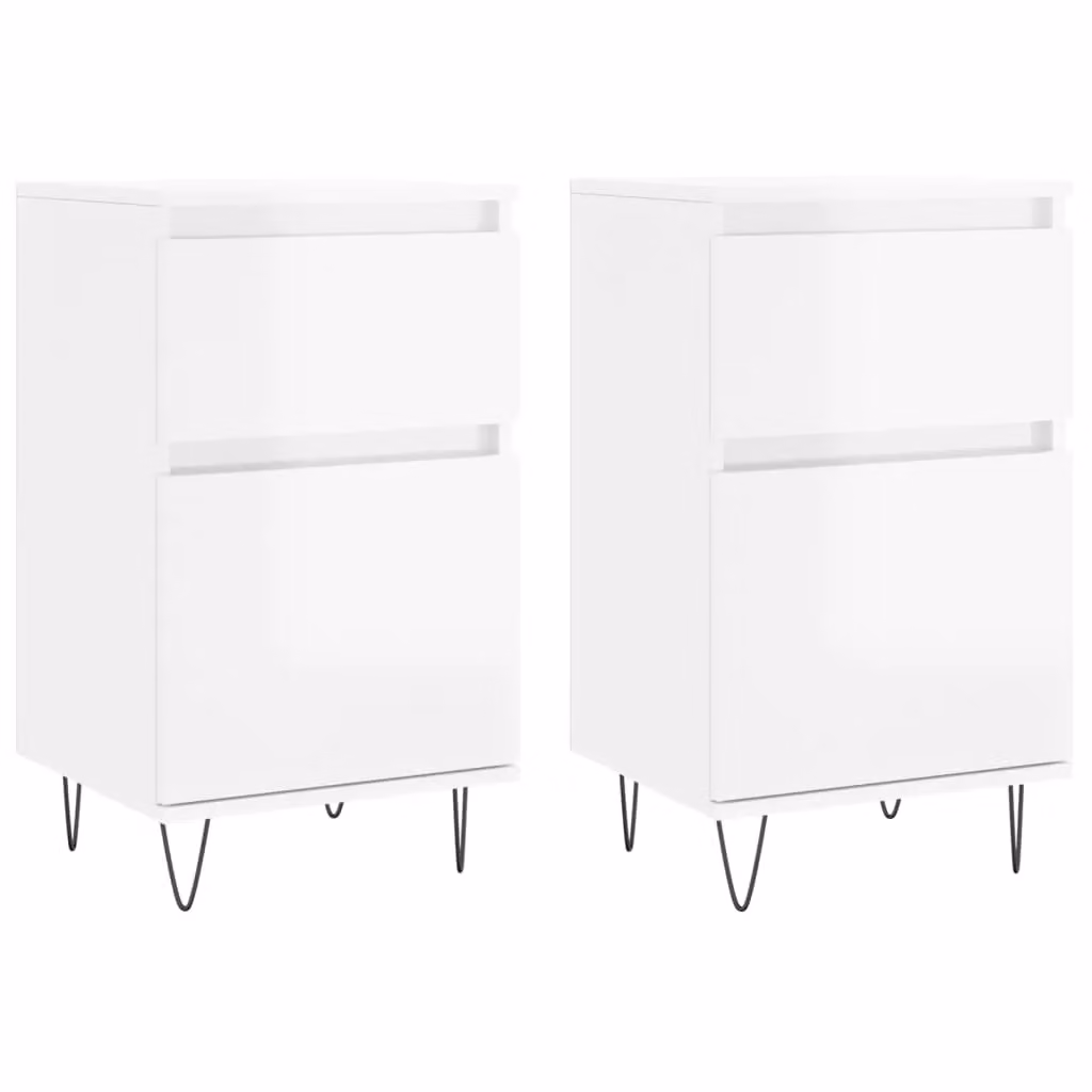 Berkfield Home Set of 2 Modern High Gloss White Sideboards, W/D/H: 40 x 35 x 70 cm – 2