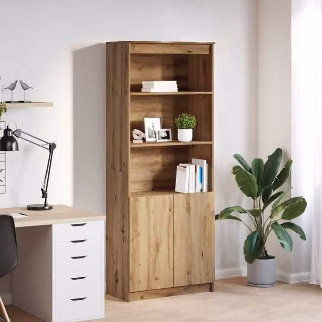 Berkfield Home Artisan Oak Highboard in Brown, W/D/H: 70 x 35 x 180 cm