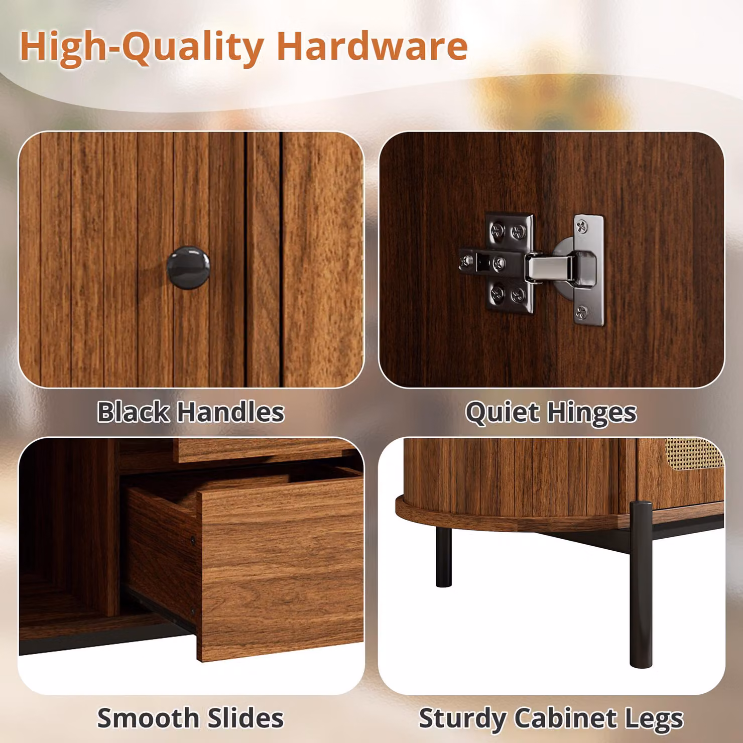 Aosom UK Scandinavian Style Sideboard with 3 Drawers and Adjustable Shelves in Brown and Black, W/D/H: 140 x 38 x 77.5 cm – 4