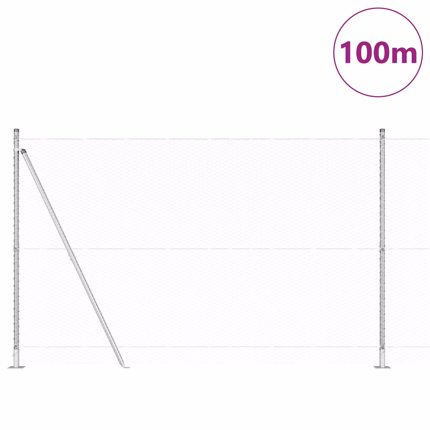 Berkfield Home Hexagon Fence in Silver Galvanised Steel, H: 1.5 m x W: 100 m – 2