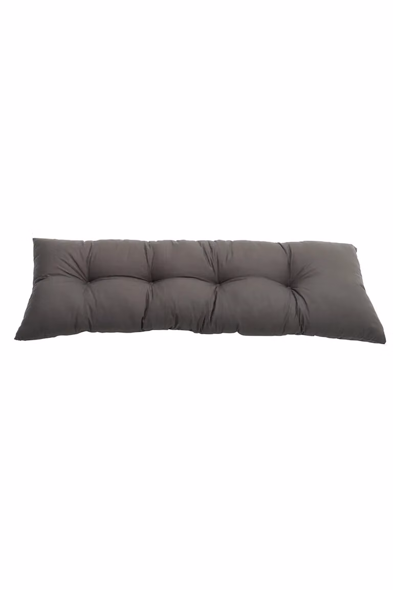 Living and Home Grey Weatherproof Quilted Outdoor Tufted Bench Cushion, W: 120 cm, D: 40 cm