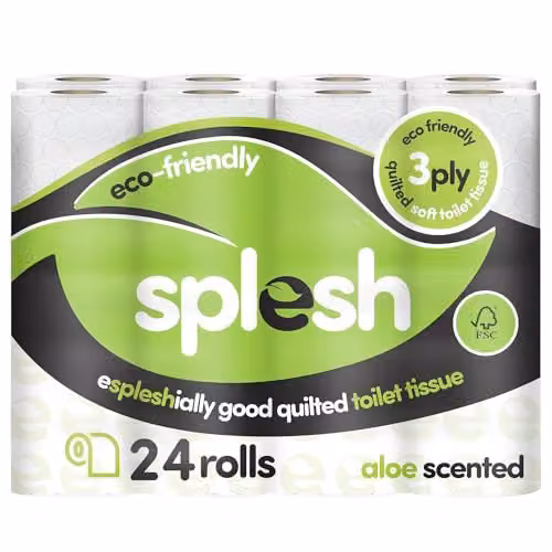 Cusheen Splesh Toilet Roll 24 Pack White and Green