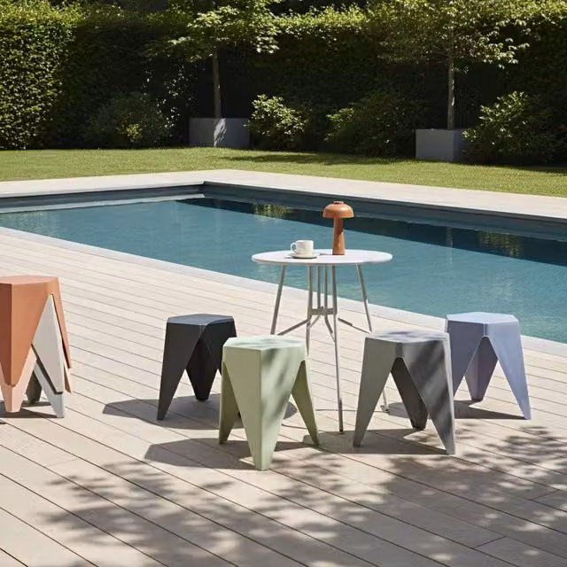 Wyld and Coco Pastel Multicolour 4-Piece Stackable Garden Stool Set – 1