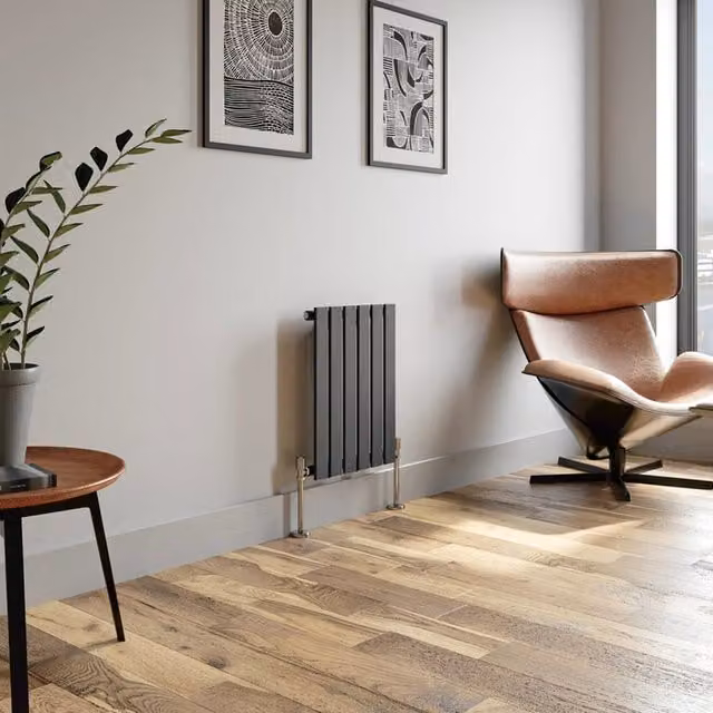 Temprazo Horizontal Single Flat Panel Designer Radiator in Anthracite Grey, H: 60 cm, W: 76 cm, D: 45.5 cm