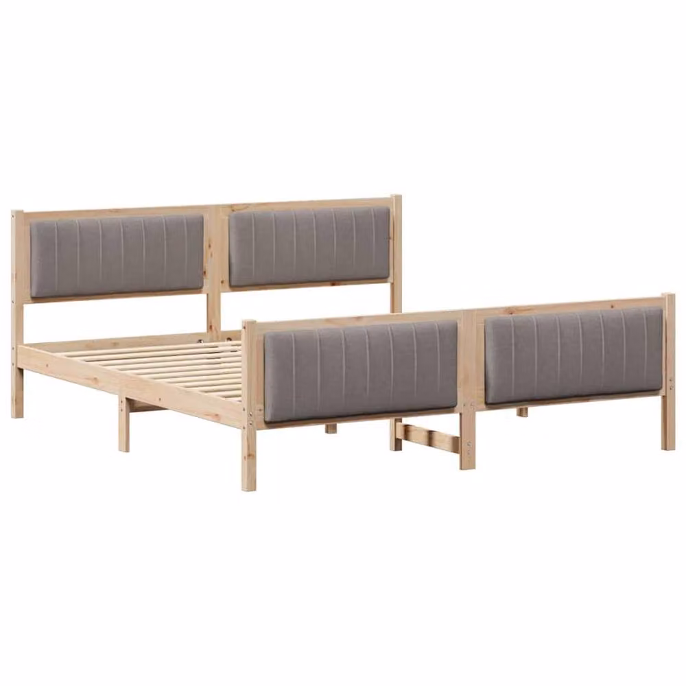 Berkfield Home Modern Bed Frame in Brown and Taupe, Solid Pine Wood, 180 x 200 cm – 2