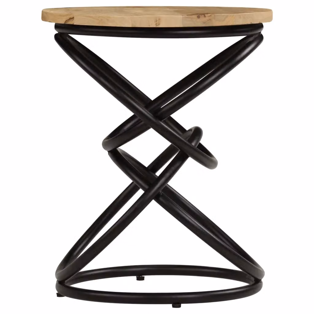 Berkfield Home Round Solid Mango Wood End Table in Brown, W/D/H: 40 x 40 x 50 cm – 5
