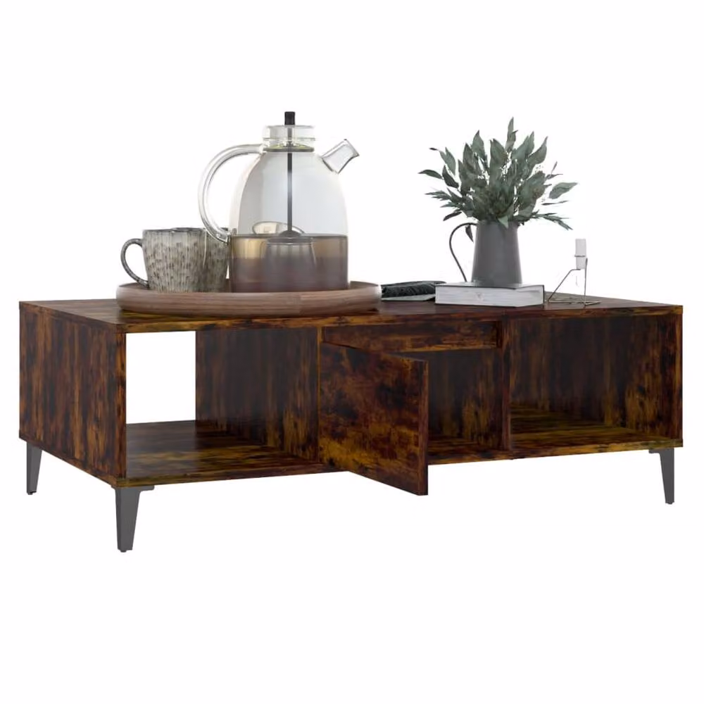 Berkfield Home Modern Rectangular Coffee Table in Smoked Oak Brown, W/D/H: 103.5 x 60 x 35 cm – 2