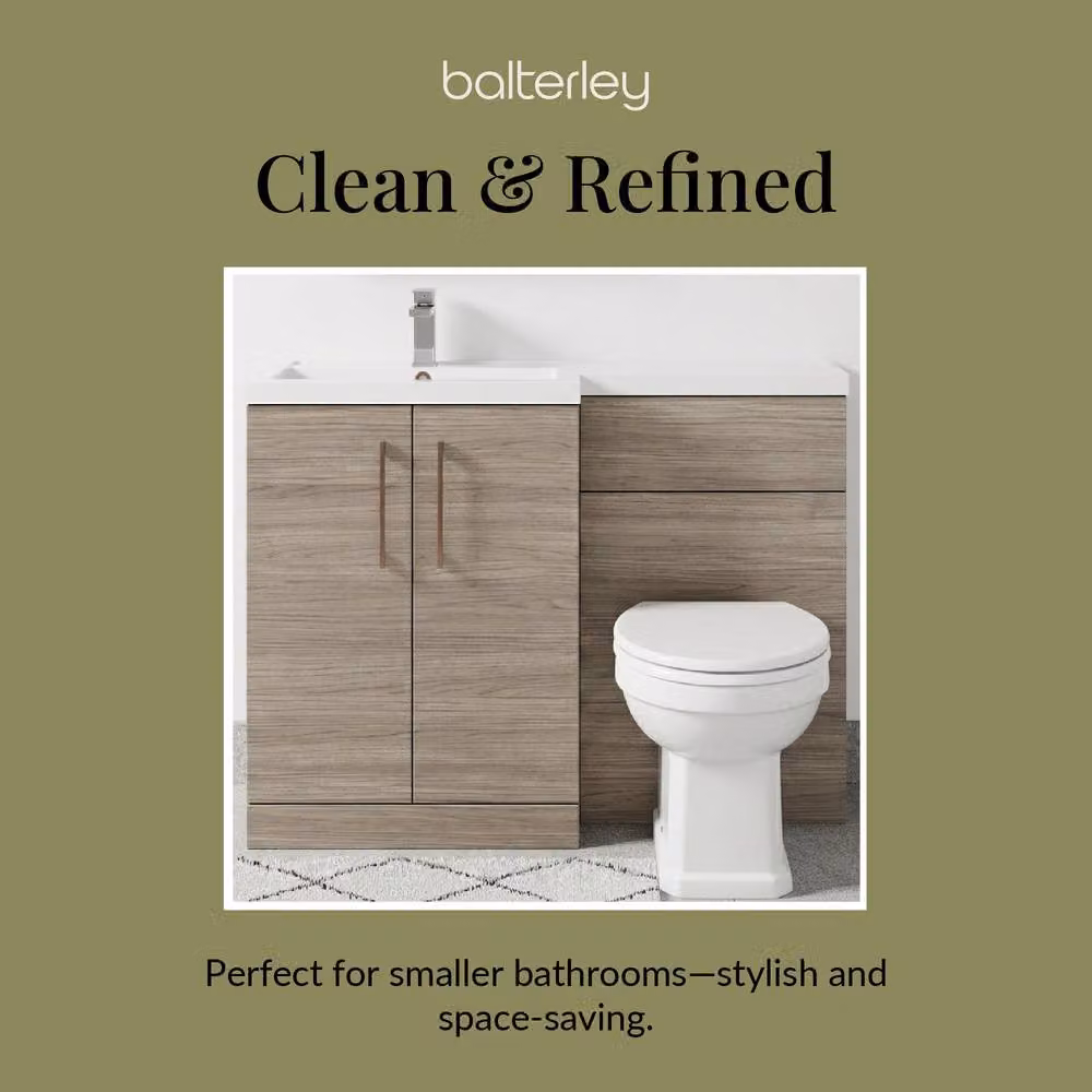 Balterley Modern Left-Hand Vanity and WC Unit Combination in Brown with Soft-Close Hinged Doors, Width: 110 cm – 3