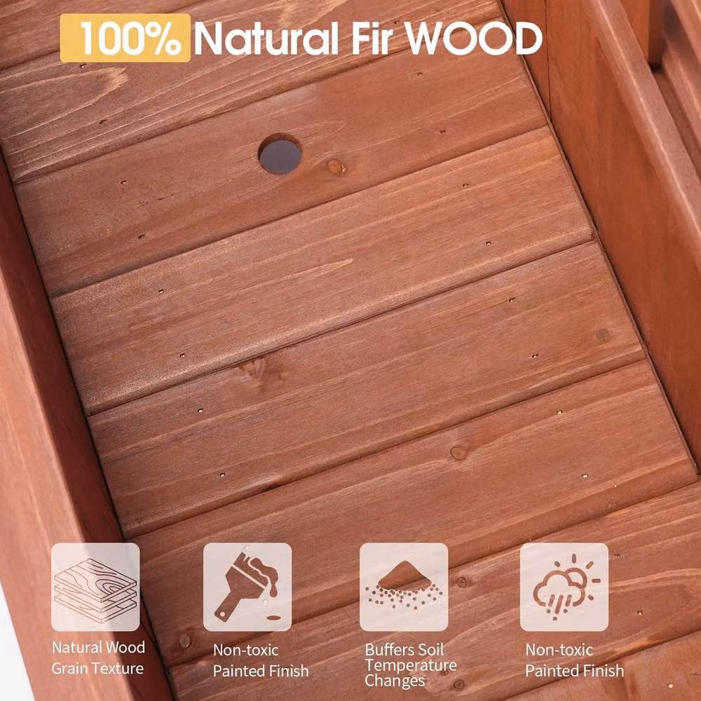 Kelvenix Wooden Raised Bed Planter for Vegetable Gardens in Brown – 2