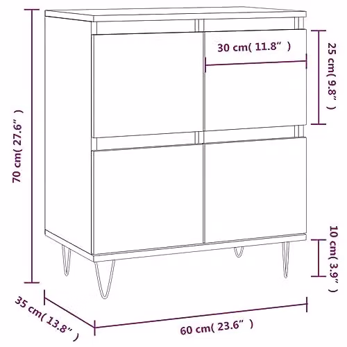 vidaXL Sideboard in Brown Smoked Oak, W/D/H: 60 x 35 x 70 cm – 3